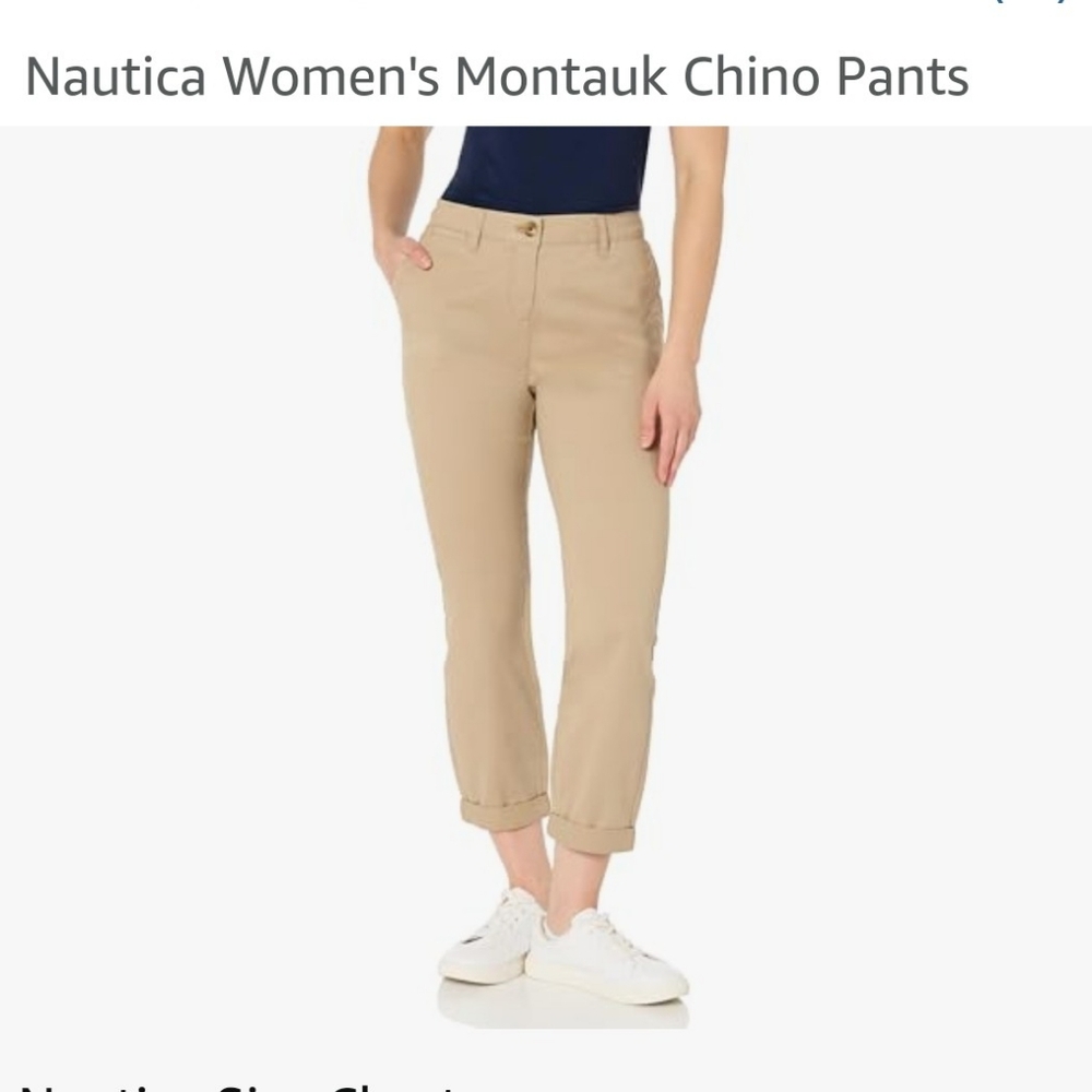 Nautica Jeans Ladies' Chino Ankle Stretch Pant, Khaki, Size 4